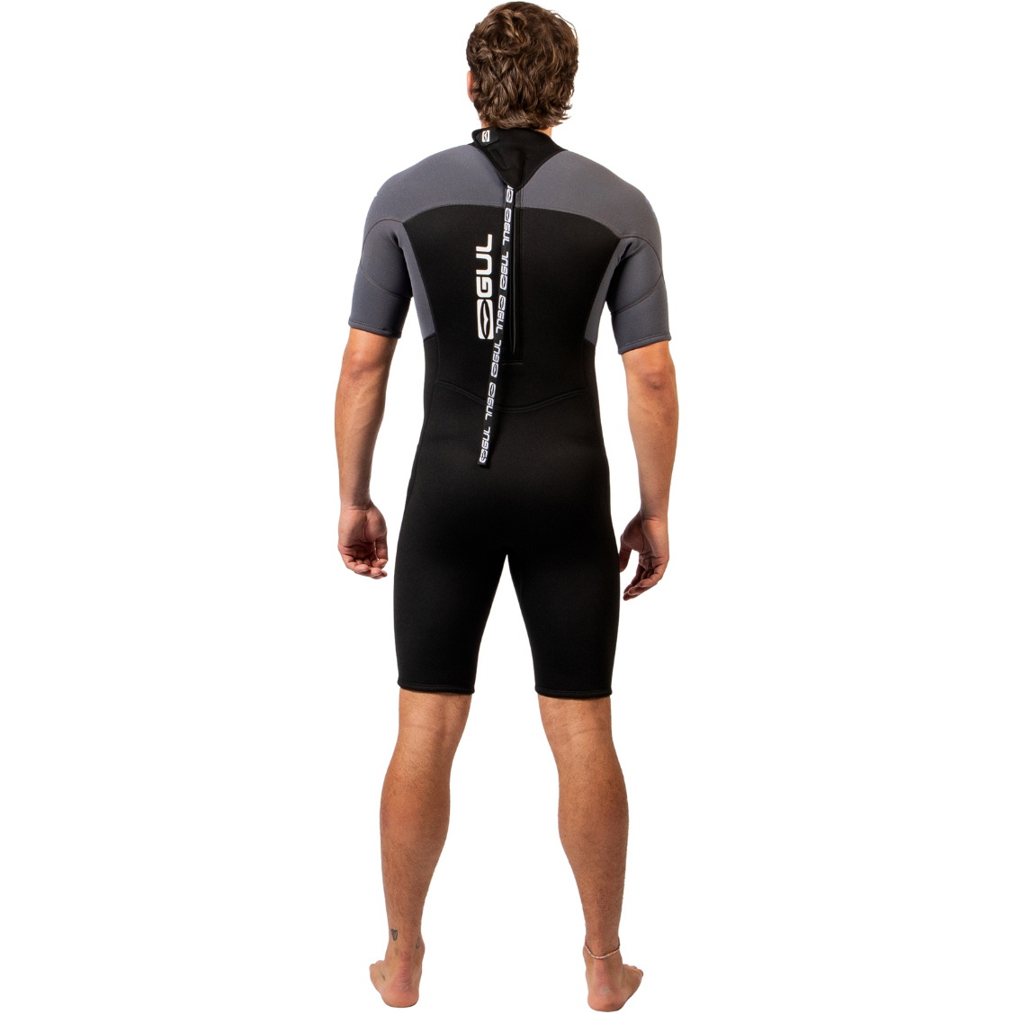 2026 Gul Mens Response Natur 3/2mm Back Zip Shorty Wetsuit RE3319-BKGY - Black / Grey